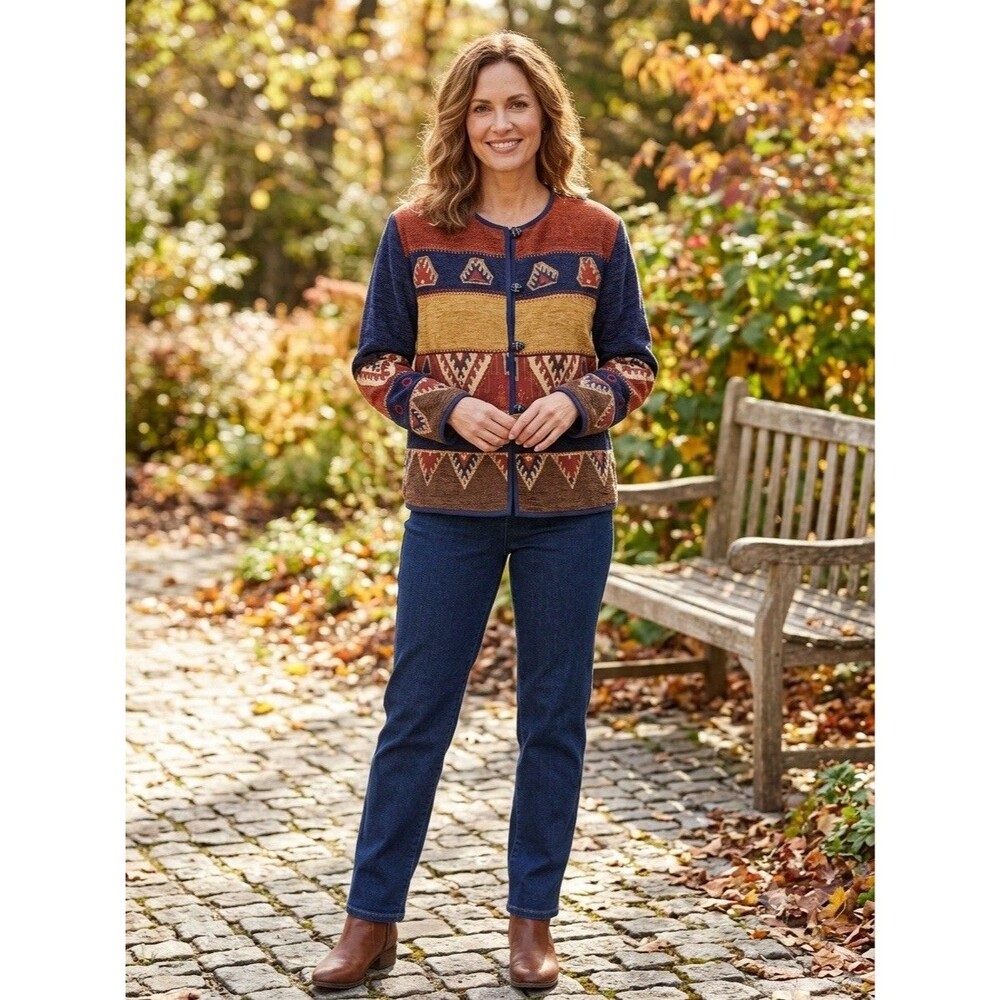 Vintage Allure Southwestern Tapestry Boho Jacket – Size Medium